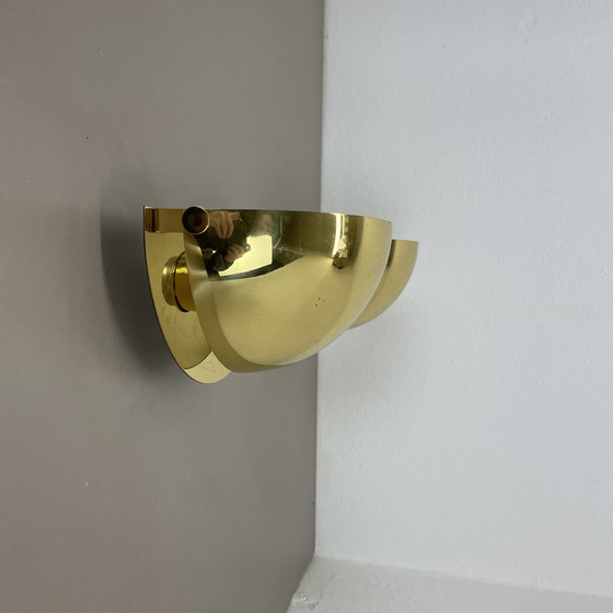 Image 1 of Set di 2 applique da parete minimaliste in ottone in stile Sciolari, Italia anni '80