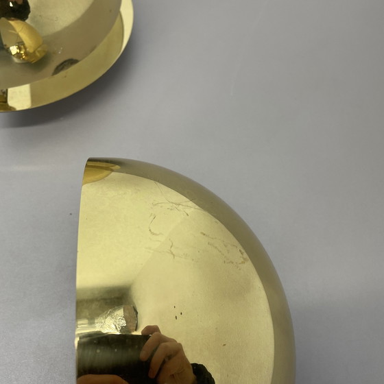 Image 1 of Set di 2 applique da parete minimaliste in ottone in stile Sciolari, Italia anni '80