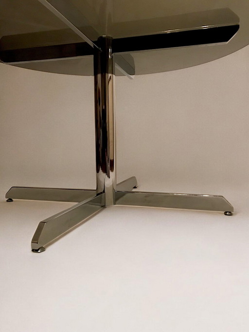 Florence Knoll - Table À Manger À Plateau En Verre Fumé - C. 1970 - Roche Bobois - France -