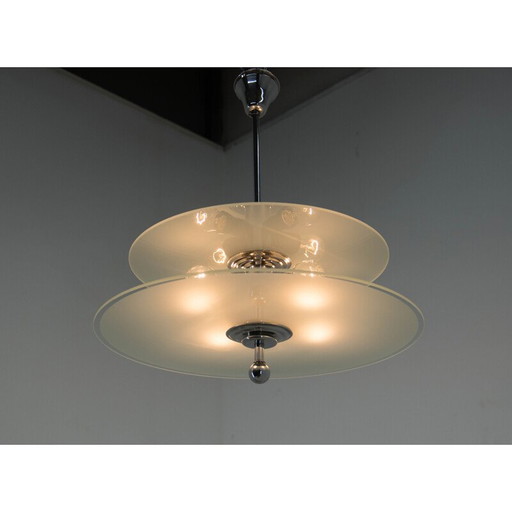 Vintage chandelier in aluminum and chrome, 1930s