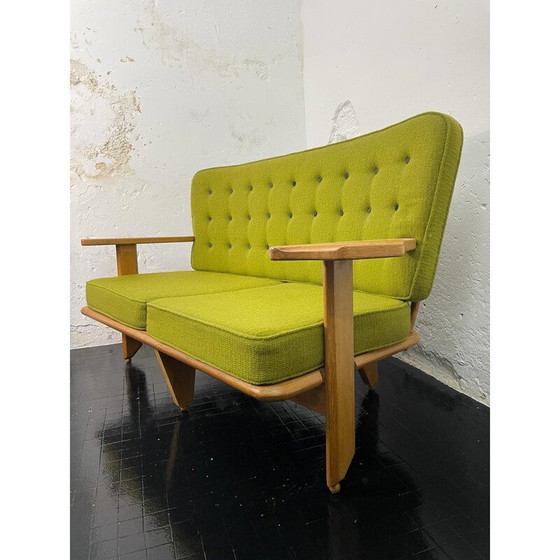 Image 1 of Vintage 2-seater sofa in solid oak by Robert Guillerme and Jacques Chambron, France 1960