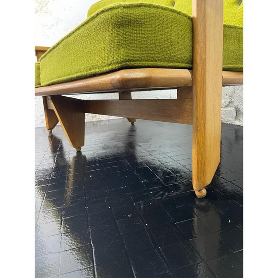 Image 1 of Vintage 2-seater sofa in solid oak by Robert Guillerme and Jacques Chambron, France 1960