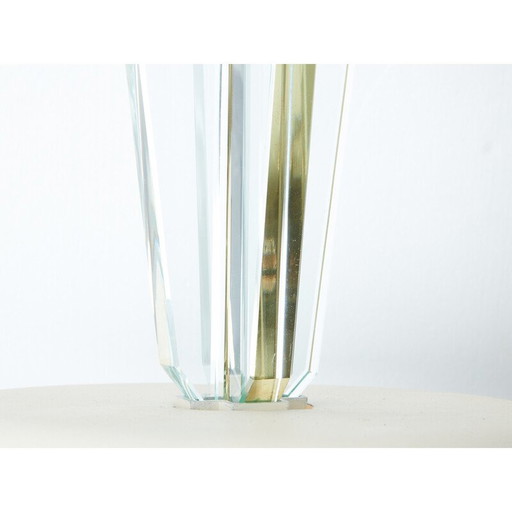 Vintage pendant lamp in brass and frosted crystal glass by Gio Ponti for Fontana Arte, Italy 1938