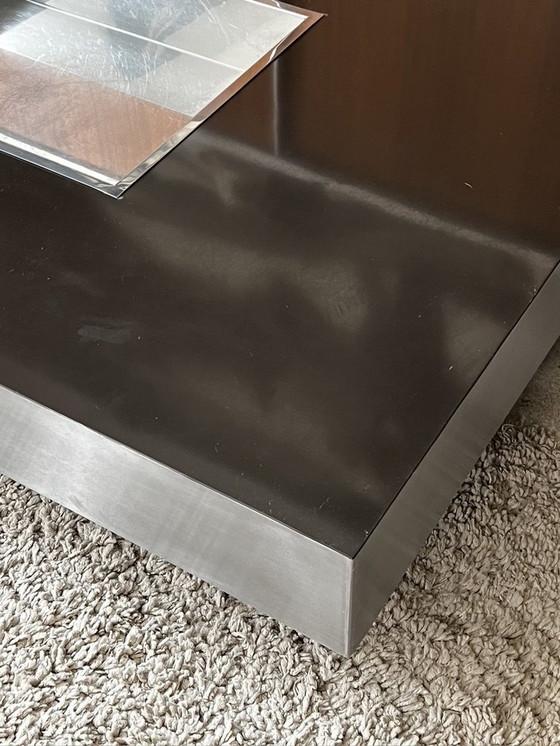 Image 1 of Coffee table in wood, melamine and stainless steel, Italian design 1970