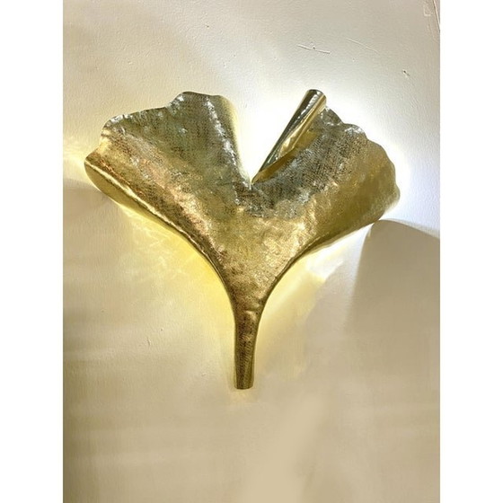 Image 1 of Contemporary Italian Brass Leaf Wall Sconce By Simoeng