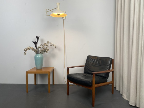 Image 1 of Gebrüder Cosack Wall Lamp with Swivel Arm and cream white Lamp Shade