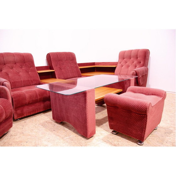 Image 1 of Vintage living room set with red upholstery, Czechoslovakia 1980