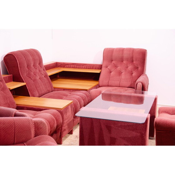 Image 1 of Vintage living room set with red upholstery, Czechoslovakia 1980