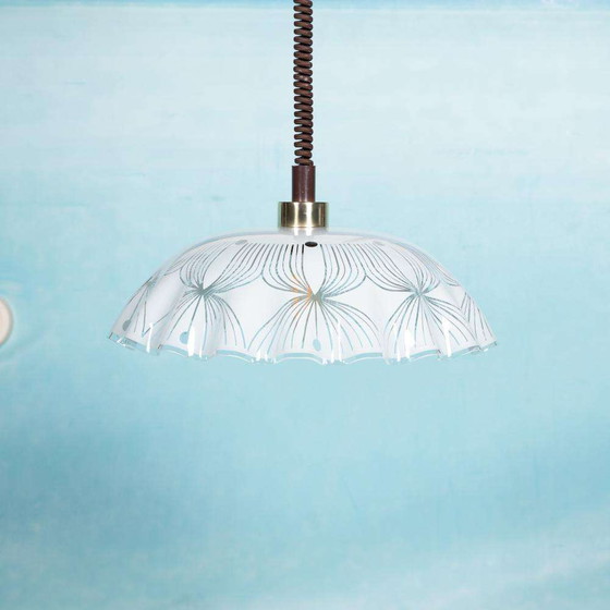 Image 1 of Space age glass pendant lamp 70s, Vintage glass pendant Sweden