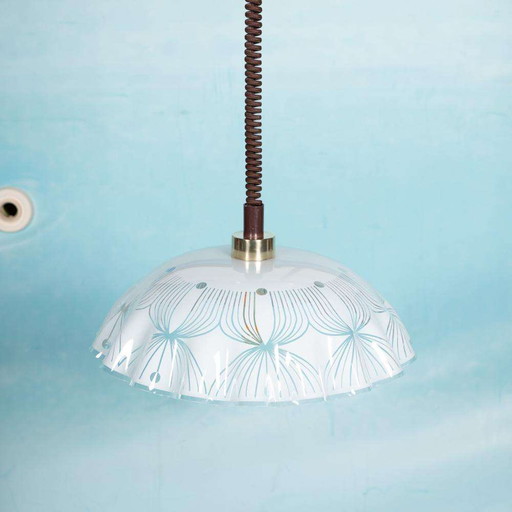 Lampada a sospensione in vetro spaziale anni '70, Lampada a sospensione in vetro vintage Svezia