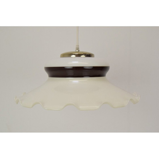 Image 1 of Vintage brass and plastic hanging lamp, Czechoslovakia 1970