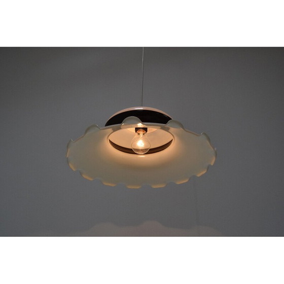 Image 1 of Vintage brass and plastic hanging lamp, Czechoslovakia 1970