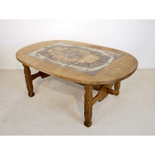 Vintage coffee table with Poul H. Poulsen Ceramic tiles Gangso Scandinavian brutalen 1999