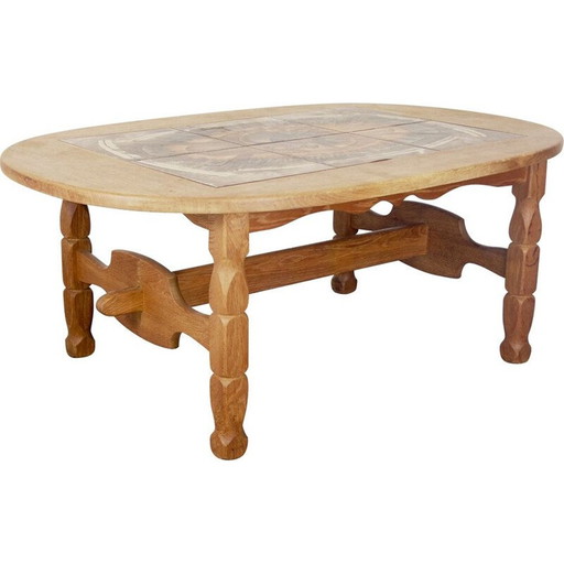 Vintage coffee table with Poul H. Poulsen Ceramic tiles Gangso Scandinavian brutalen 1999