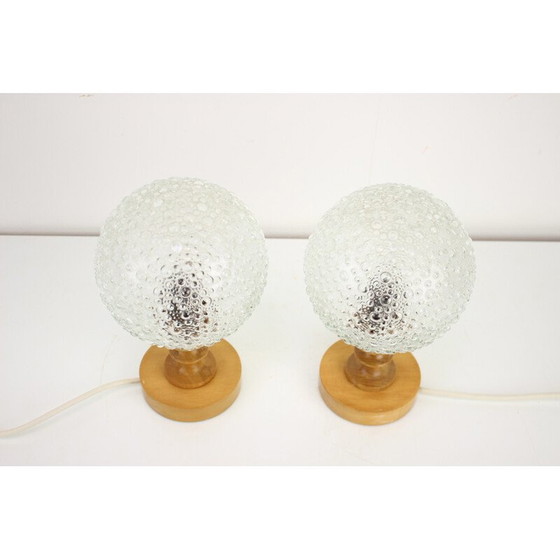 Image 1 of Pair of vintage plastic and glass table lamps, Hungary 1970