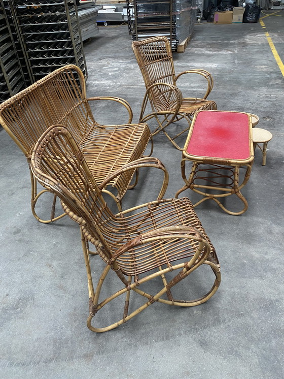 Image 1 of Rohe Noordwolde rattan salón consisting of 2x chairs, 1x bench and table