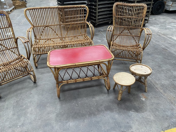 Image 1 of Rohe Noordwolde rattan salón consisting of 2x chairs, 1x bench and table