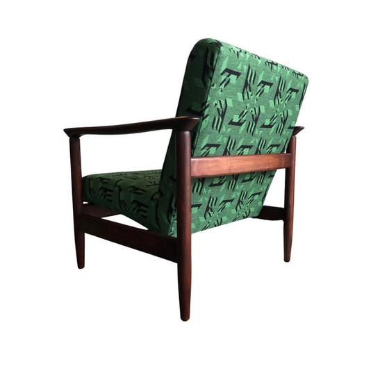 Image 1 of Pair of mid century armchairs in green Jacquard by Edmund Homa, 1960s