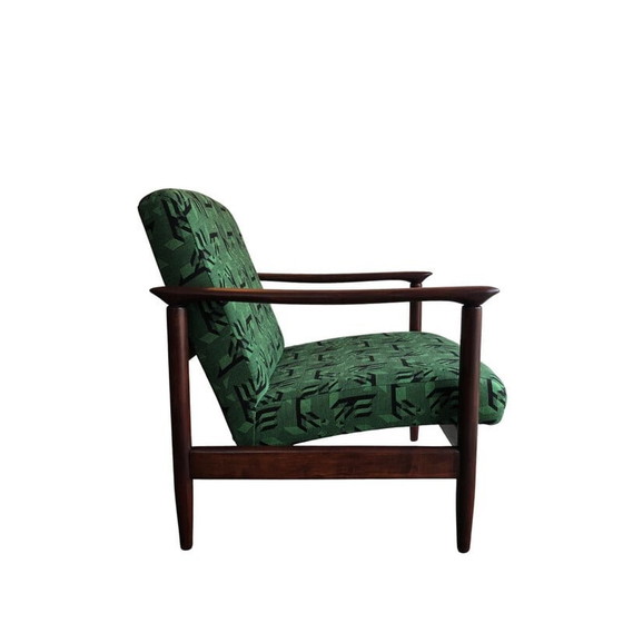 Image 1 of Pair of mid century armchairs in green Jacquard by Edmund Homa, 1960s