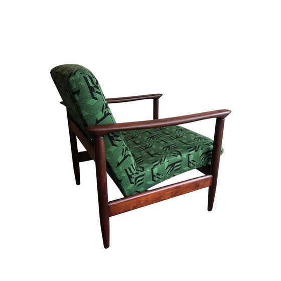 Image 1 of Pair of mid century armchairs in green Jacquard by Edmund Homa, 1960s