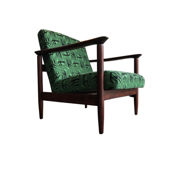 Image 1 of Pair of mid century armchairs in green Jacquard by Edmund Homa, 1960s