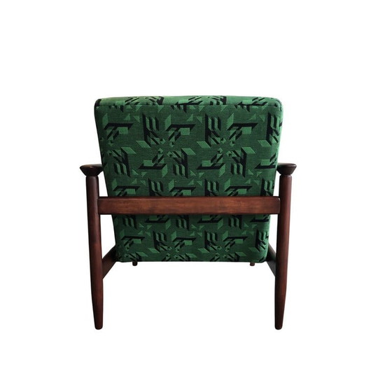 Image 1 of Pair of mid century armchairs in green Jacquard by Edmund Homa, 1960s