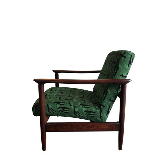 Image 1 of Pair of mid century armchairs in green Jacquard by Edmund Homa, 1960s