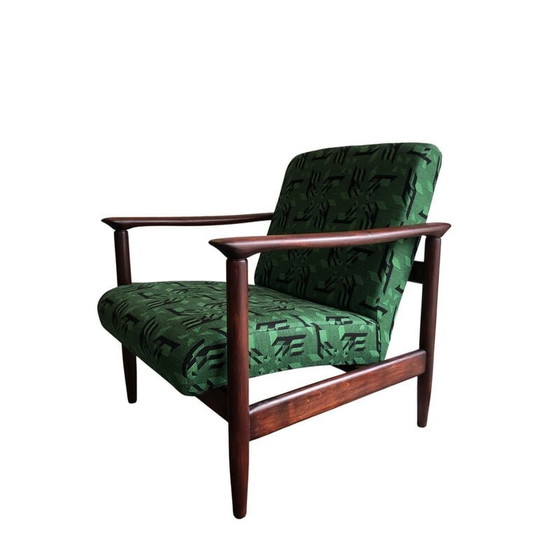 Image 1 of Pair of mid century armchairs in green Jacquard by Edmund Homa, 1960s