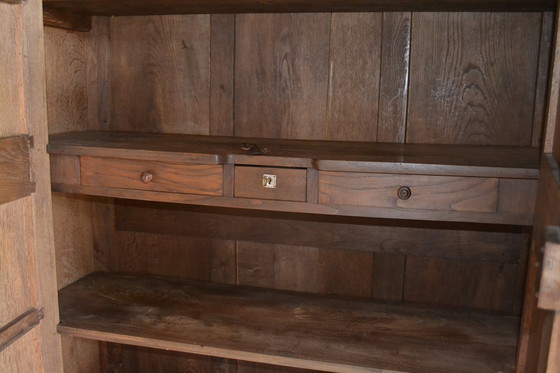 Image 1 of Sleek Antique Oak Louis Philippe Cupboard.