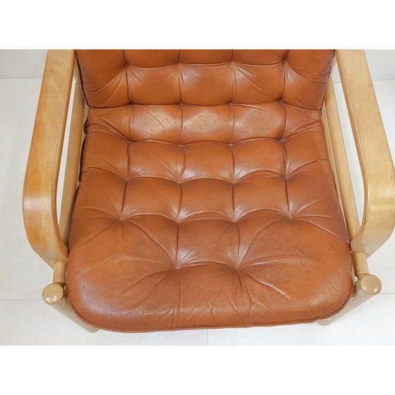 Image 1 of Poltrona vintage scandinava in pelle e faggio, 1960