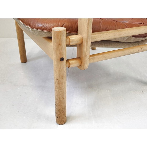 Image 1 of Poltrona vintage scandinava in pelle e faggio, 1960