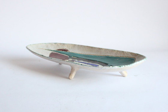 Image 1 of Hugria Abstract Ceramic Footed Bowl, 1960S.