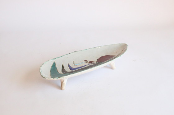 Image 1 of Hugria Abstract Ceramic Footed Bowl, 1960S.