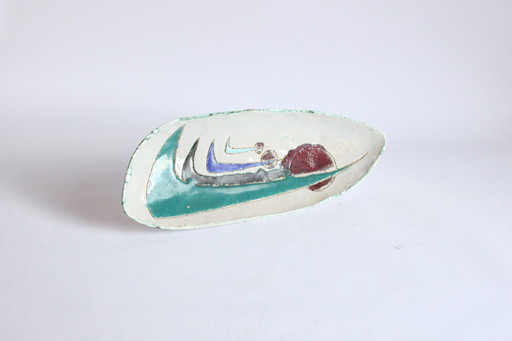 Hugria Abstract Ceramic Footed Bowl, 1960S.