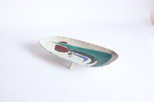 Hugria Abstract Ceramic Footed Bowl, 1960S.