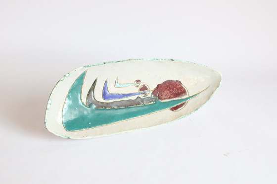 Image 1 of Hugria Abstract Ceramic Footed Bowl, 1960S.