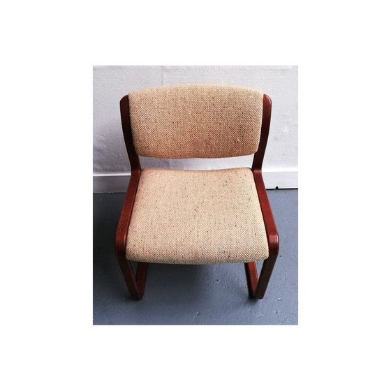 Image 1 of Set of 3 vintage Strafor wool and wood armchairs