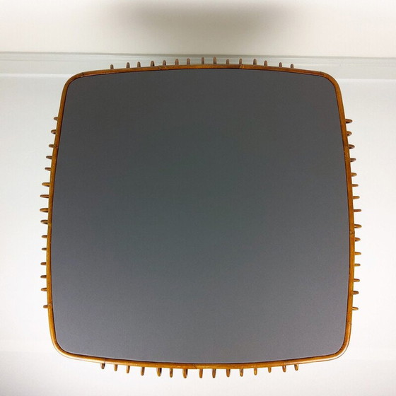 Image 1 of Square vintage bamboo and rattan table, 1960