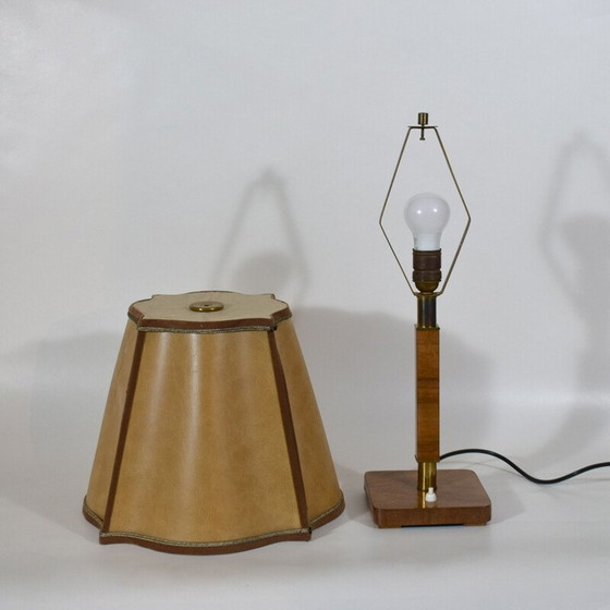 Image 1 of Lampada art déco vintage in legno pregiato e ottone, 1920