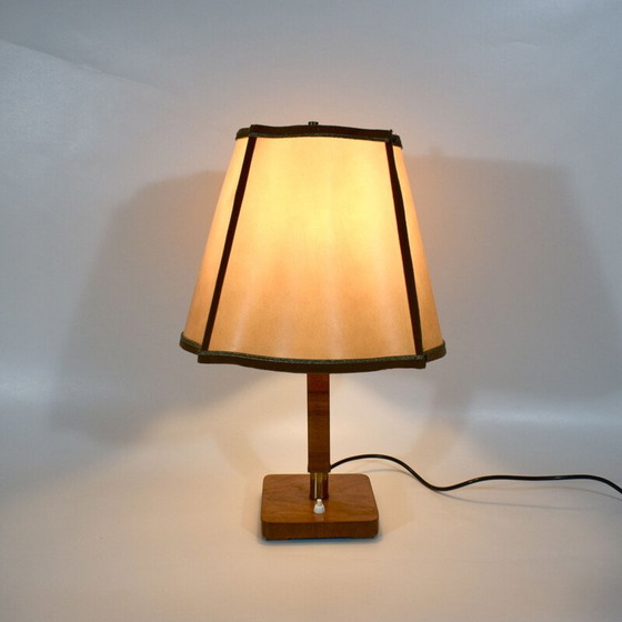 Image 1 of Lampada art déco vintage in legno pregiato e ottone, 1920