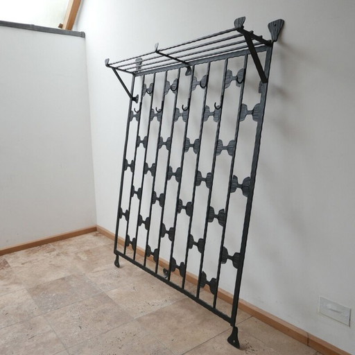 Vintage iron coat rack and shelf, Belgium 1970