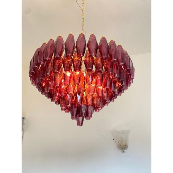 Image 1 of Contemporary Violet Poliedri Murano Glass Chandelier In Venini Style