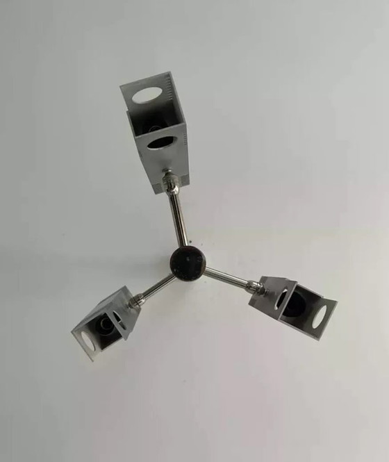 Image 1 of Henri Mathieu Chromed Metal Chandelier France 1960