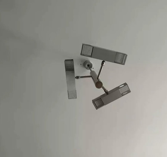 Image 1 of Henri Mathieu Chromed Metal Chandelier France 1960