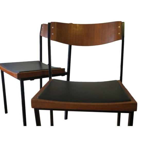 Image 1 of Set di 2 sedie vintage in teak e metallo, anni '60