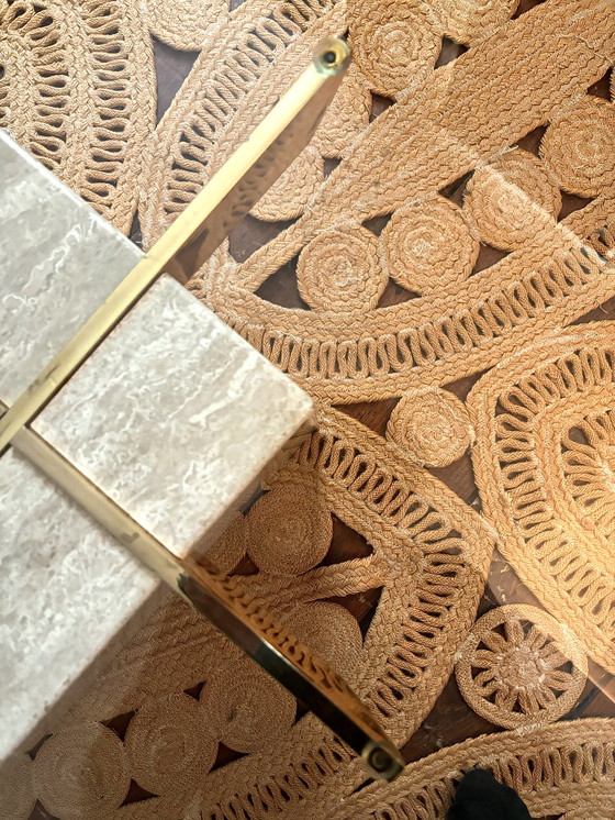 Image 1 of Tavolino da caffè in travertino, ottone e vetro, Artedi Italia, anni '70 