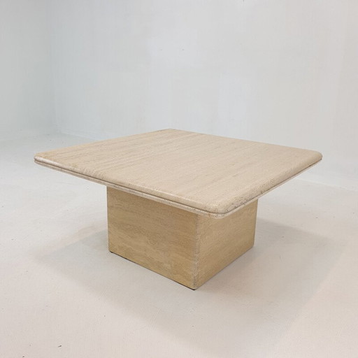 Vintage travertine coffee table, Italy 1980