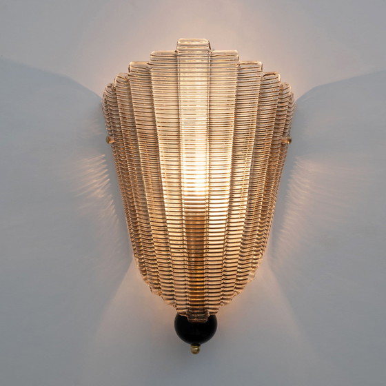 Image 1 of Pair Of Modern Italian Murano Glass Textured Wall Sconces