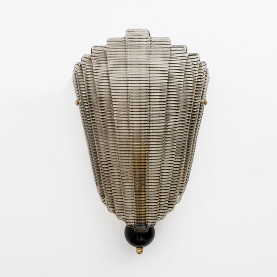 Image 1 of Pair Of Modern Italian Murano Glass Textured Wall Sconces