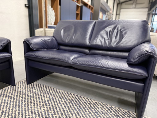 Leolux Bora Beta Sofa 2-Seater Blue Leather 147